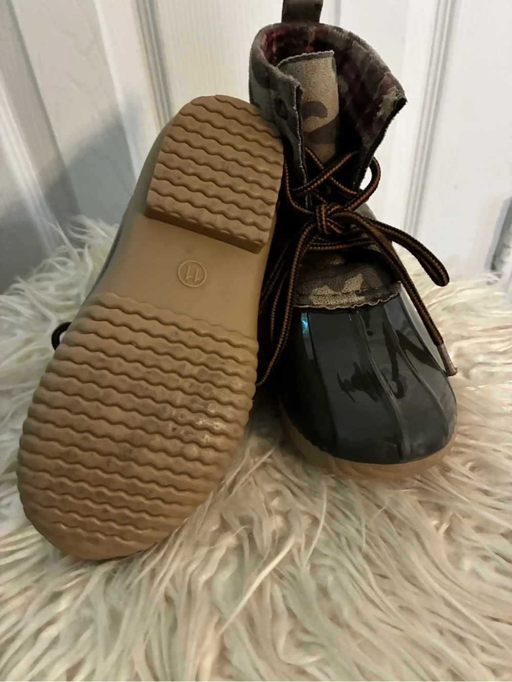 Kids Waterproof Duck Boots in Olive Green